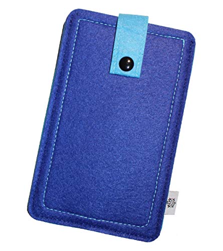 Davii Handy Filztasche für Samsung Galaxy A70 / A71 / A72, Schutztasche Robust, Handytasche mit Band Knopf, Rundumschutz, Etui weich Dealbude24 - Big Blau von Davii