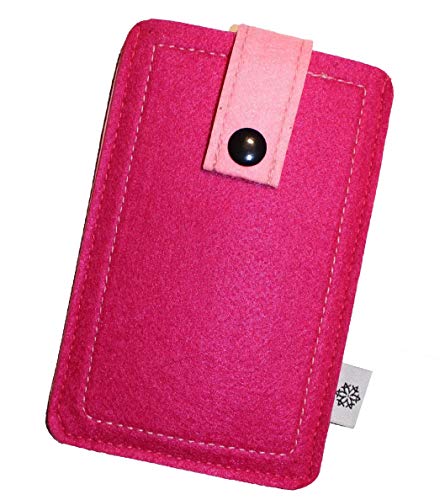 Davii Handy Filztasche für Samsung Galaxy S20 FE mit Hülle, Schutztasche Robust, Handytasche mit Band Knopf, Rundumschutz, Etui weich Dealbude24 - Big Pink von Davii