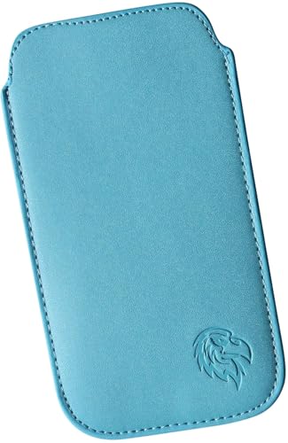 Davii Schutztasche Handytasche für Samsung Galaxy A5 (2016) / A5 (2017) mit Hülle, Hülle Einsteck Etui Lasche flach mit Band weich Adler Standard XL Hell-Blau von Davii