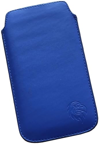Davii Schutztasche Handytasche für Samsung Galaxy A50 / A51 / A52 / A52s, Hülle Einsteck Etui Lasche flach mit Band weich Adler Standard XXL Dunkel-Blau von Davii