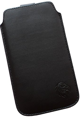 Davii Schutztasche für Apple iPhone 15 Plus / 15 Pro Max mit Hülle, Einsteck Etui Hülle Lasche ziehen mit Band weich Adler Premium SXS Schwarz von Davii