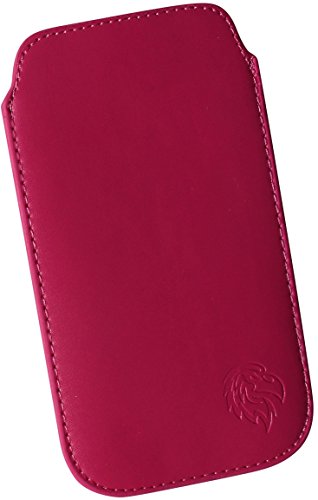 Davii Schutztasche für Apple iPhone SE (2016) / 5 / 5S / 5C mit Hülle, Hülle Einsteck Etui Lasche flach mit Band weich Adler Standard ML Dunkel-Pink von Davii