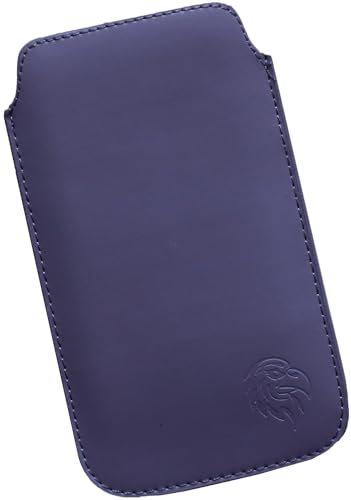 Davii Schutztasche für Apple iPhone SE (2020) / SE (2022) mit Hülle bis 2mm, Hülle Einsteck Etui Lasche flach mit Band weich Adler Standard M Dunkel-Lila von Davii