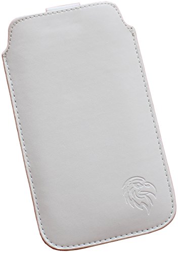 Davii Schutztasche für Apple iPhone XS Max / 11 Max, Hülle Einsteck Etui Lasche flach mit Band weich Adler Standard XXL Weiss von Davii
