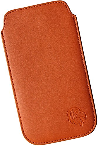 Davii Schutztasche für Fairphone 3/3+ / 4, Einsteck Etui Hülle Lasche ziehen, Einschub Etui, innen weich Adler Standard XXL Orange von Davii