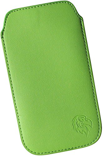 Davii Schutztasche für Huawei P20 / P20 Lite / P10 / P10 Lite mit Hülle, Einsteck Etui Hülle Lasche ziehen, Einschub Etui, innen weich Adler Standard XL Gruen von Davii