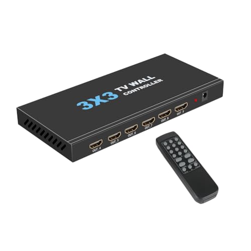 Dawafit 4K 3X3 -Kompatibler TV-Videowand-Controller 3X4/4X3/ Multi-Video-Bildschirmprozessor-Umschalter mit Fernbedienung EU-Stecker Langlebig, 500424330A2 von Dawafit