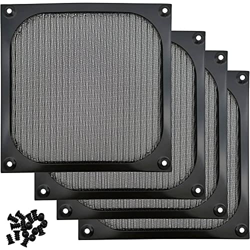 Daweglop 140 Mm Desktop Computer GehäUse LüFter, Filter Gitter, Staubdichte GehäUse Abdeckung mit Schrauben, Aluminium Rahmen, 4 Pack von Daweglop