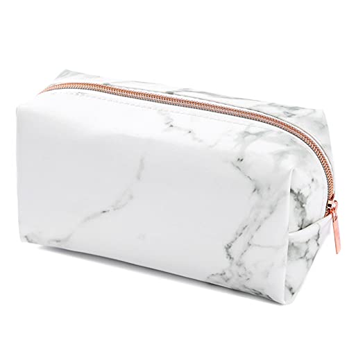 Weißer Marmor Pu Schreibwaren Federmäppchen Beutel -Up Tasche mit Roségold Reißverschluss für Mädchen Teenager von Daweglop