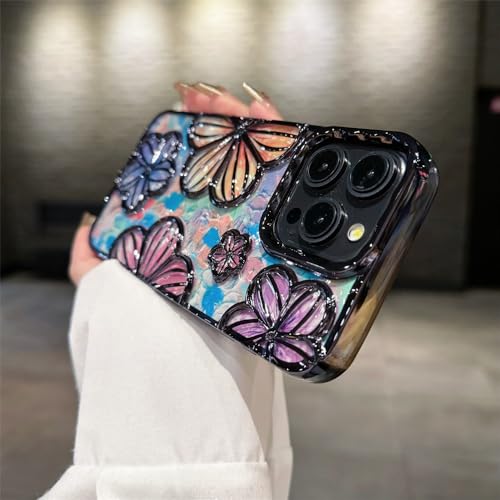 Dawnieee Hülle für iPhone 14 Pro Handyhülle Bunte Vintage Blume Handyhülle Flexible Galvanisierte TPU Stoßfeste Stoßfänger Schutzhülle Bumper Case Cover für iPhone 14 Pro 6.1"-Schwarz Dawnieee Hülle für iPhone 14 Pro Handyhülle Bunte Vintage Blume Handyhülle Flexible Galvanisierte TPU Stoßfeste Stoßfänger Schutzhülle Bumper Case Cover für iPhone 14 Pro 6.1"-Schwarz von Dawnieee