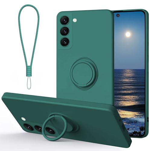 Dawnieee Samsung Galaxy S23 Silikon Hülle，Ultra Dünn Hülle mit 360 Grad Ring Ständer Handyhülle 360 Grad Halter Ständer Magnetische Autohalterung innem Microfaser 6.1” Cover Military Green von Dawnieee