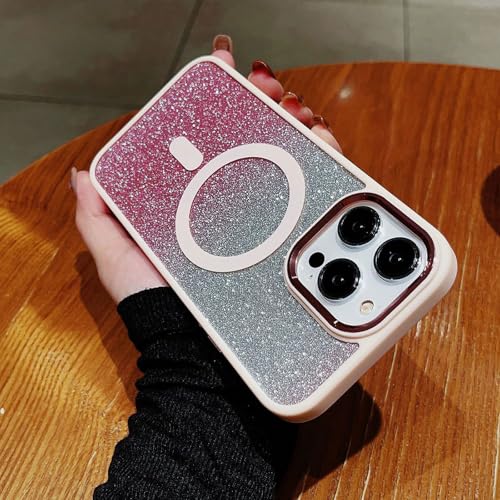 Dawnieee Transparent Glitzer Magnetische Handyhülle für iPhone 15 Pro Max Hülle 6.7" Leicht Dünn TPU Bumper PC Schale Case Mode TPU Stoßfeste Schutzhülle Cover für Mädchen und Frauen-Pulver Dawnieee Transparent Glitzer Magnetische Handyhülle für iPhone 15 Pro Max Hülle 6.7" Leicht Dünn TPU Bumper PC Schale Case Mode TPU Stoßfeste Schutzhülle Cover für Mädchen und Frauen-Pulver von Dawnieee
