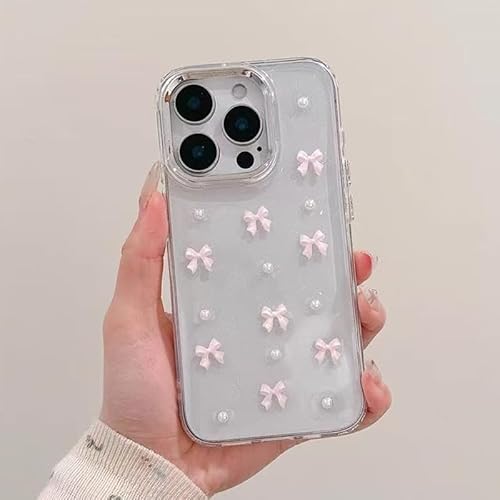 Dawnieee Transparente Handyhülle für iPhone 16 Pro Max Glitzer Hülle,Bling Klare Crystal Slim Case 3D Schleife Bow Perlen Cover für Frauen Mädchen TPU Silikon Bumper Stoßfest Schutzhülle.Pulver Dawnieee Transparente Handyhülle für iPhone 16 Pro Max Glitzer Hülle,Bling Klare Crystal Slim Case 3D Schleife Bow Perlen Cover für Frauen Mädchen TPU Silikon Bumper Stoßfest Schutzhülle.Pulver von Dawnieee