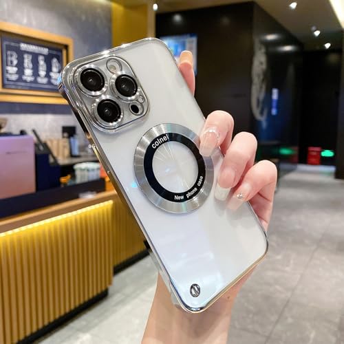 Dawnieee Ultradünn Magnetisch Hülle für iPhone 14 Pro Max Kompatibel mit MagSafe Weiche Silikon TPU Bumper Cover Galvanisierte Linse mit voller Schutzhülle Randlos 6.7 Zoll Silber Dawnieee Ultradünn Magnetisch Hülle für iPhone 14 Pro Max Kompatibel mit MagSafe Weiche Silikon TPU Bumper Cover Galvanisierte Linse mit voller Schutzhülle Randlos 6.7 Zoll Silber von Dawnieee