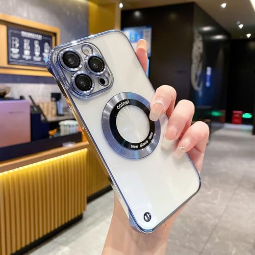 Dawnieee Ultradünn Magnetisch Hülle für iPhone 15 Pro Max Kompatibel mit MagSafe Weiche Silikon TPU Bumper Cover Galvanisierte Linse mit voller Schutzhülle Randlos 6.7 Zoll Blau Dawnieee Ultradünn Magnetisch Hülle für iPhone 15 Pro Max Kompatibel mit MagSafe Weiche Silikon TPU Bumper Cover Galvanisierte Linse mit voller Schutzhülle Randlos 6.7 Zoll Blau von Dawnieee