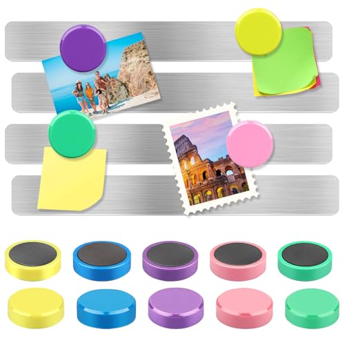 4 Stück Magnettafel Memotafel, 27.5 x 2.5 cm Magnetleiste Selbstklebend mit 10 Stück Starke Magnete, Magnettafeln, Pinnwand Board Memo Board für Büro, Küche, Dokumente und Kühlschrank (4pc 10) von Dawumin