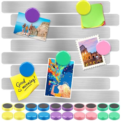 8 Stück Magnettafel Memotafel, 27.5 x 2.5 cm Magnetleiste Selbstklebend mit 20 Stück Starke Magnete, Magnettafeln, Pinnwand Board Memo Board für Büro, Küche, Dokumente und Kühlschrank (8pc 20) von Dawumin