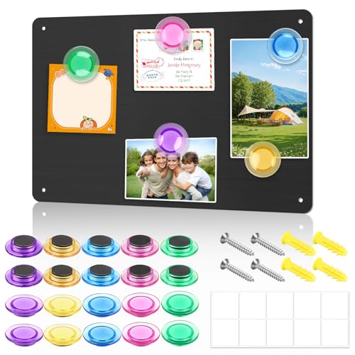 42 x 30 cm Metall Magnettafel Magnetboard, Küche Magnetwand, Pinnwand Magnetisch, Magnetic Board mit 20 Magnete, Magnetwand zum Anzeigen von Magnetbuchstaben, Geeignet für küche, Schrank (Mattschwarz) von Dawumin