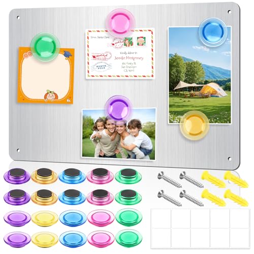 42 x 30 cm Metall Magnettafel Magnetboard, Küche Magnetwand, Pinnwand Magnetisch, Magnetic Board mit 20 Magnete, Magnetwand zum Anzeigen von Magnetbuchstaben, Geeignet für küche, Schrank (Silber) von Dawumin