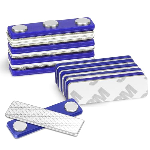 Namensschilder für Kleidung, 12 Stück Namensschilder Magnet, Namensschild Magnetisch, Name Plate Magnet für kleidung Ausweishalter, Magnetschilder Selbstklebend mit 3 Punkt Magnet (Blau) von Dawumin