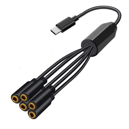 Dawutocap Typ C Bis 3 5 Mm Weiblicher Splitter 5way Music Sharing Y Kabelkabelkompatibilität Fordefrious Mobile Equipment von Dawutocap