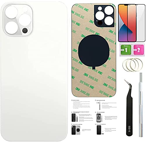 Day-market 12 Pro Rückglas für iPhone 12 Pro Backcover Glas (6,1 Zoll) mit vorinstalliertem Klebeband + Montageanleitung + Reparaturwerkzeuge + Displayschutzfolie (Silber) von Day-market