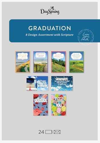 DaySpring - Congrats Graduate - Graduation - 24 Karten & Umschläge (8 Design-Sortiment mit Schrift) (J4924) von DaySpring