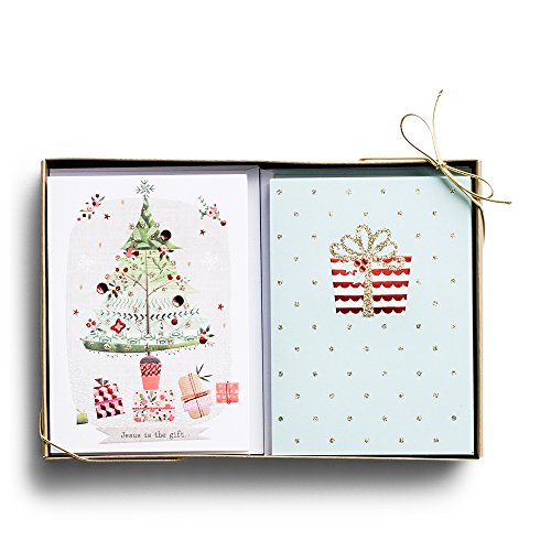 DaySpring Weihnachtskarten in Box, lustiger Weihnachtsbaum, Geschenke, 24 Karten, Doppelpack von DaySpring