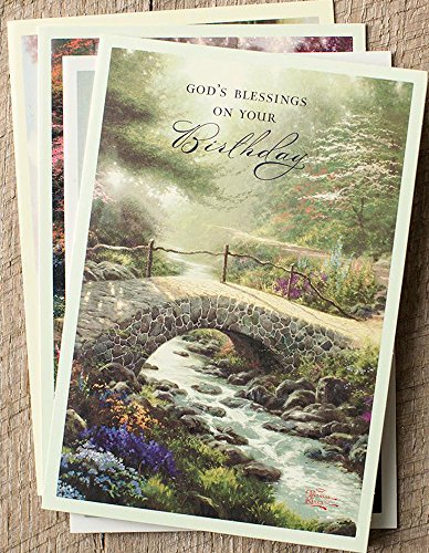 DaySring 86068 Thomas Kinkade Maler des Lichts, God's Blessings on Your Birthday, 4 Designs Sortiment mit Sciprutre, 12 Geburtstagskarten und Umschlägen von DaySpring