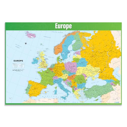 Daydream Education Europakarte, Geographie-Poster, laminiertes Glanzpapier, 85 x 59,4 cm (DIN A1), für den Klassenraum (evtl. nicht in dt. Sprache) von Daydream Education