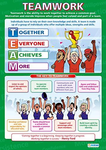 Daydream Education Motivations-Poster „Teamwork“, Hochglanzpapier, 850 x 594 mm (A1), Sozialkunde-Poster für das Klassenzimmer, in englischer Sprache von Daydream Education