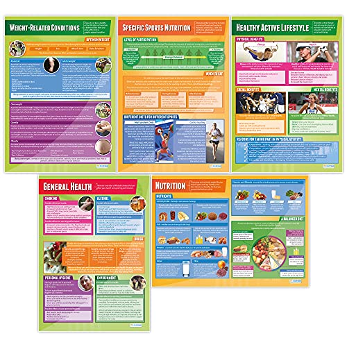 Daydream Education Poster „Health, Fitness and Well-Being“, 5er-Set, Poster für den Sportunterricht, Hochglanzpapier, 850 mm x 594 mm (A1), Wandposter für Klassenzimmer von Daydream Education