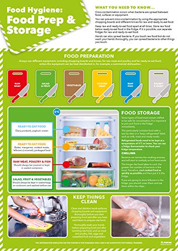 Daydream Education Poster für Lebensmittelzubereitung und -aufbewahrung, laminiertes Glanzpapier, 420 x 594 mm (A2), Wandposter für Gesundheit und Sicherheit in Büro und Gewerbe von Daydream Education