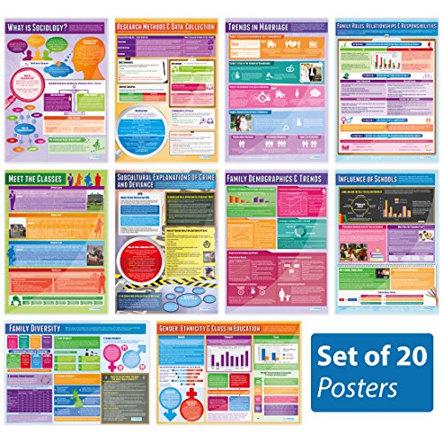 Daydream Education Sociology Poster – Set von 20 | Sociology Poster | laminiertes Glanzpapier mit den Maßen 850 mm x 594 mm (A1) | Sociology Class Poster | Bildungstabellen von Daydream Education