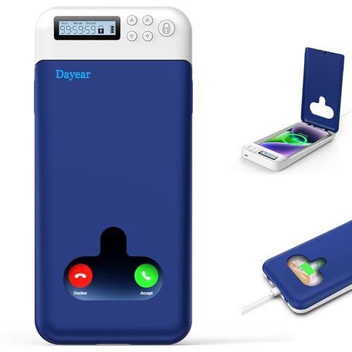 Dayear Handy Gefängnis, Handy Safe Box Verschließbare Box Mit Schloss für Android/iPhone (Max 6,7 Zoll) um Kindern/Selbstkontrolle (Tiefes Blau) von Dayear