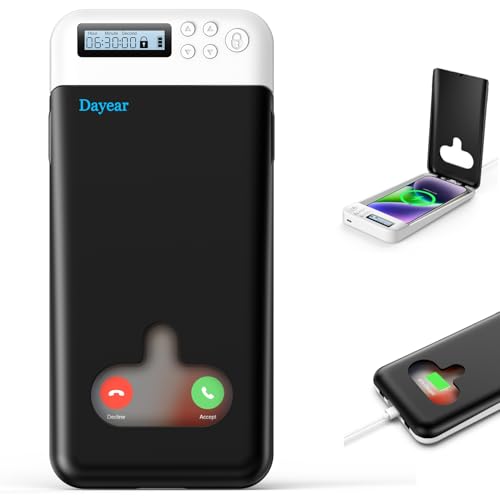 Handy Gefängnis, Dayear Handy Safe Box Verschließbare Box Mit Schloss für Android/iPhone (Max 6,7 Zoll) um Kindern/Selbstkontrolle (Schwarz) von Dayear