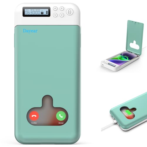 Dayear Handy Gefängnis, Handy Safe Box Verschließbare Box Mit Schloss für Android/iPhone (Max 6,7 Zoll) um Kindern/Schülern/Selbstkontrolle (Grün) von Dayear