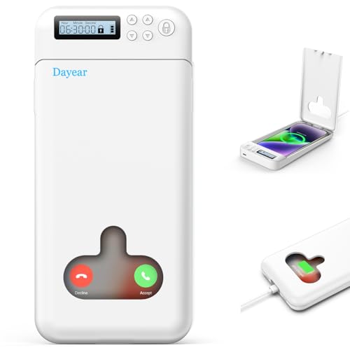 Handy Gefängnis, Dayear Handy Safe Box Verschließbare Box Mit Schloss für Android/iPhone (Max 6,7 Zoll) um Kindern/Schülern/Selbstkontrolle (Weiß) von Dayear