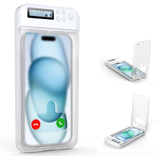 Handy Gefängnis, Dayear Handy Safe Box Verschließbare Box Mit Schloss für Android/iPhone (Max 6,7 Zoll) um Kindern/Schülern/Selbstkontrolle (Kristall) von Dayear