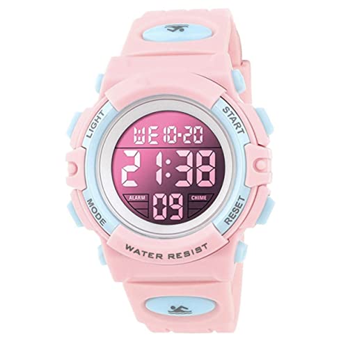 Dayllon Digitaluhr Kinder Uhren für Jungen Armbanduhr Kinder Outdoor Sport 50M Wasserdicht Elektronische 12/24 H Wecker Stoppuhr/Kalender/LED-Licht/Datum Junge Mädchen Pink X(8-15 Year Old) von Dayllon