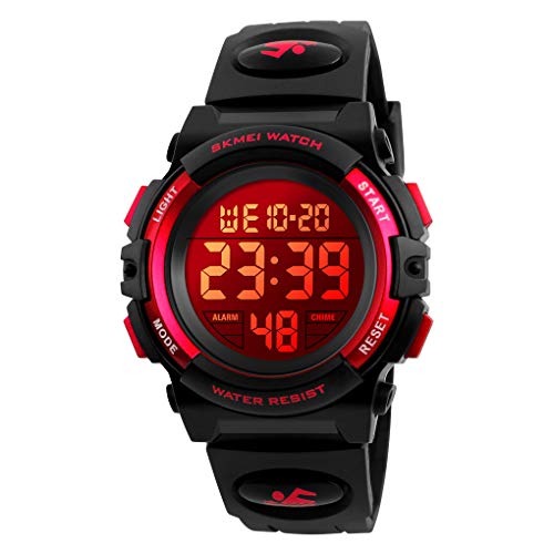 Dayllon Digitaluhr Kinder Uhren für Jungen Armbanduhr Kinder Outdoor Sport 50M Wasserdicht Elektronische 12/24 H Wecker Stoppuhr/Kalender/LED-Licht/Datum Junge Mädchen Black Red XS(3-10 Year Old) Dayllon Digitaluhr Kinder Uhren für Jungen Armbanduhr Kinder Outdoor Sport 50M Wasserdicht Elektronische 12/24 H Wecker Stoppuhr/Kalender/LED-Licht/Datum Junge Mädchen Black Red XS(3-10 Year Old) von Dayllon