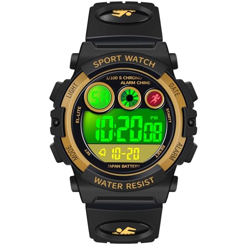 Dayllon Kinderuhr Digital Outdoor Sport Wasserdicht Jungen Uhren 12/24H Alarm 7 Bunte Hintergrundbeleuchtung Stoppuhr Armbandu von Dayllon