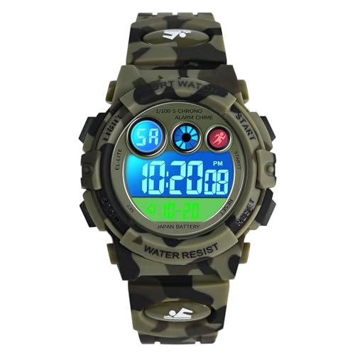 Dayllon Kinderuhr Digital Outdoor Sport Wasserdicht Jungen Uhren 12/24H Alarm 7 Bunte Hintergrundbeleuchtung Stoppuhr Armbandu Dayllon Kinderuhr Digital Outdoor Sport Wasserdicht Jungen Uhren 12/24H Alarm 7 Bunte Hintergrundbeleuchtung Stoppuhr Armbandu von Dayllon