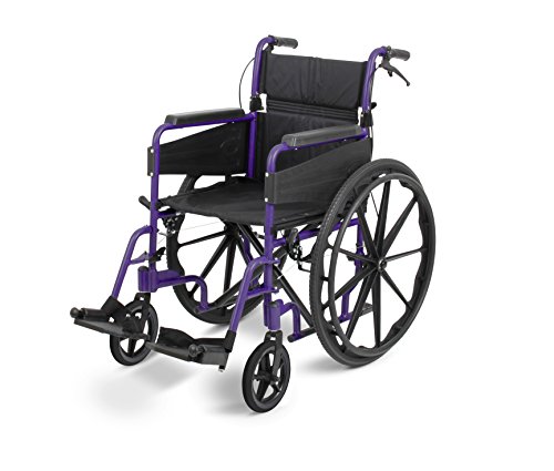 Days Escape Lite Self Propelled Narrow Wheelchair, Purple, Lightweight and Foldable Frame, Aluminium Wheelchair, Portable Transit Travel Chair, Removable Footrests von Days