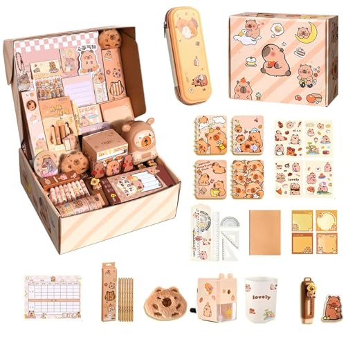 Dayysiuy Capybara Schreibwaren Set, Niedlich Capybara Federmäppchen Mäppchen Mit Stift Notizbuch Klebezettel Aufkleber Und Mehr, Süßes Schreibwaren Geschenkset Für Büro Schule Studium Schreibwaren Dayysiuy Capybara Schreibwaren Set, Niedlich Capybara Federmäppchen Mäppchen Mit Stift Notizbuch Klebezettel Aufkleber Und Mehr, Süßes Schreibwaren Geschenkset Für Büro Schule Studium Schreibwaren von Dayysiuy