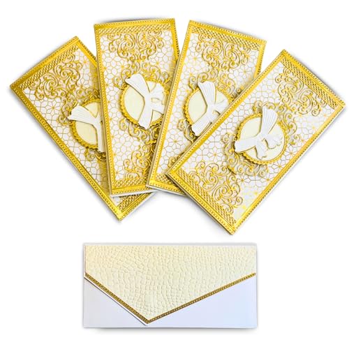 Dazzle Shagun-Briefumschläge, handgefertigt, Weiß und Gold, 4 Umschläge für alle Geschenkzwecke Dazzle Shagun-Briefumschläge, handgefertigt, Weiß und Gold, 4 Umschläge für alle Geschenkzwecke von Dazzle