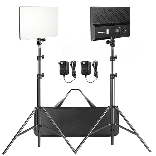 Dazzne D30 LED Videolicht und 2-Meter-Ständer, 2 Packungen 2500K-6500K zweifarbige dimmbare Fotografie Licht, CRI 96+ Videografie Beleuchtung für Videoaufnahmen/Spiele/Live-Stream/Studio/Film von Dazzne