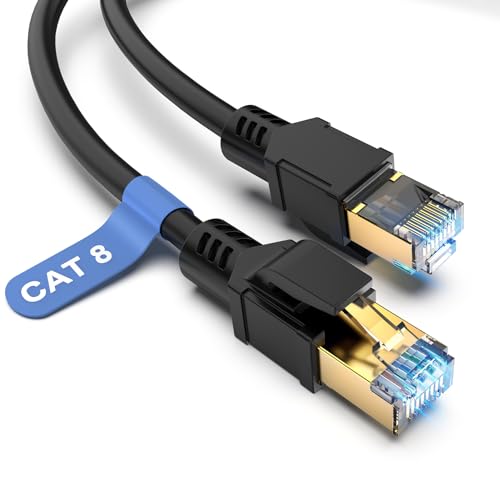 Dbilida Cat 8 Netzwerkkabel Ethernet Kabel 7M, 40Gbps 2000MHz, 26AWG, S/FTP, Innen Außenbereich Cat 8 Lan Kabel Patchkabel Wasserdicht UV-beständig für PS5 Router Modem Switch Laptop von Dbilida