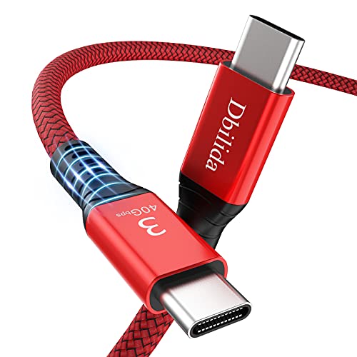 Dbilida Kabel für Thunderbolt 3, 40 Gbit/s, 1 m, Nylon, geflochten, USB C auf USB C Kabel mit 100 W PD, 20 V 5 A Ladevorgang/Single 5K @ 60Hz Monitor, kompatibel mit eGpu, Hub, SSD und mehr von Dbilida