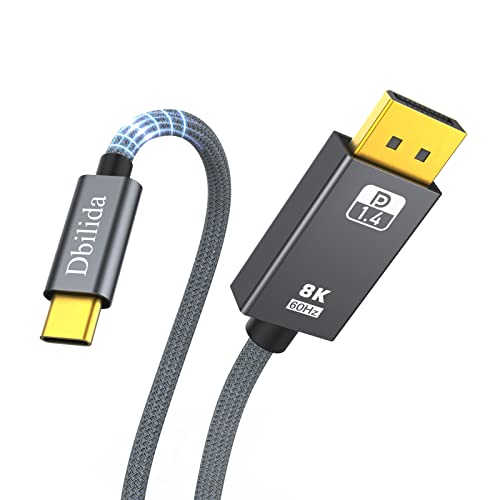 Dbilida USB C Displayport Kabel 1.4 2M, VESA zertifiziert USB C DP 1.4 Kabel 32,4Gbps, 8K@60Hz, 4K@240Hz 165Hz, 2K@240Hz, Kompatibel Thunderbolt 4 3 DP Kabel Für iPhone 15 Serie, MacBook Pro, etc von Dbilida